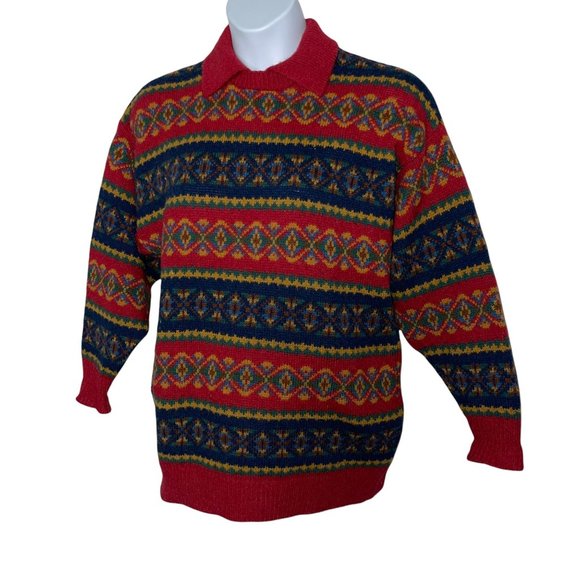 Rare Laura Ashley Vintage 80's Wool Great Britain Christmas Holiday Sweater O/S - Picture 5 of 9